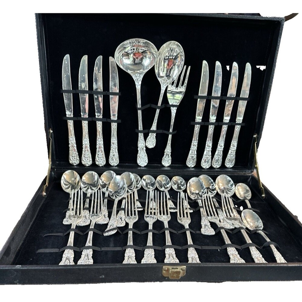 Silver Flatware Set Service for 8 including Serveware Fork Ladle Spoon READ